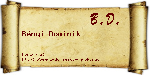 Bényi Dominik névjegykártya